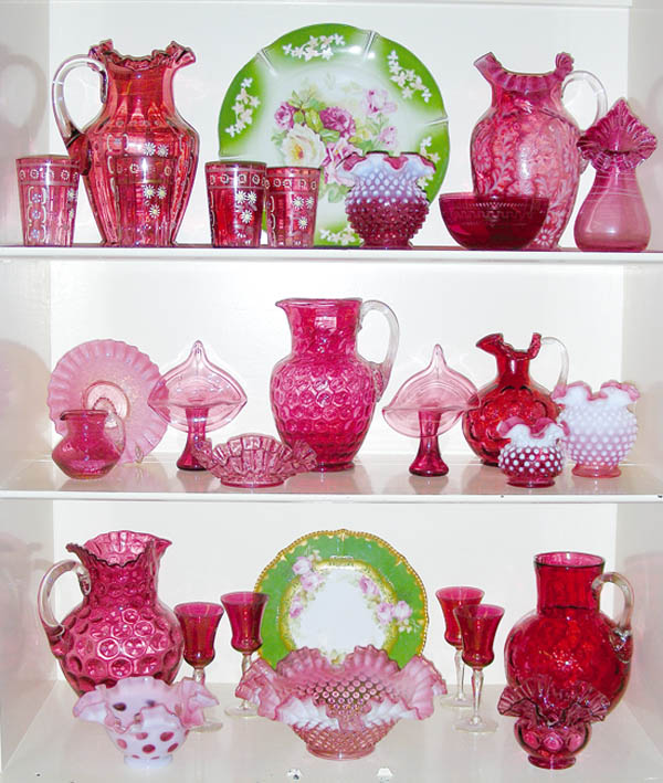 Antiques and Auction News Article: Cranberry Glass Display Brightens Grist Mill In January