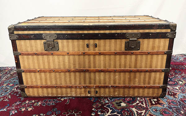 Sold at Auction: A 19TH CENTURY LOUIS VUITTON CANVAS STEAMER TRUNK